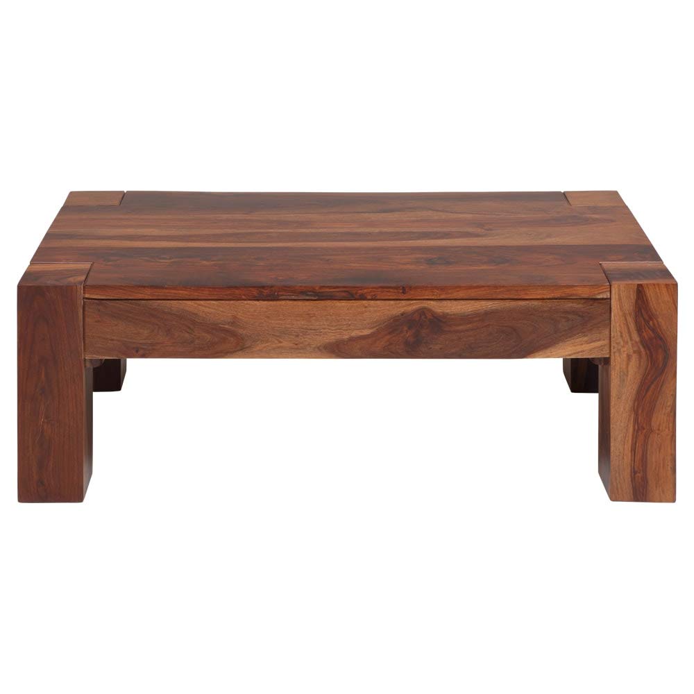 RK--02 Solid Sheesham Wood Coffee Table - side angle view