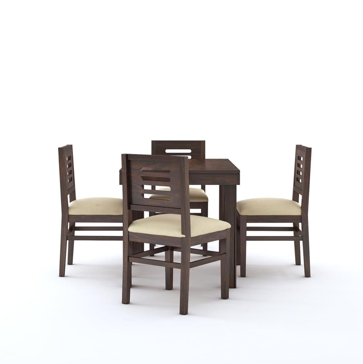 Sheesham Wood 4 Seater Dining Table Set Walnut FInish - Walnut