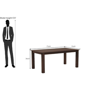 Luxe Solid Wood dining Table Set 6 Seater with Cushion Chair - Walnut Finish