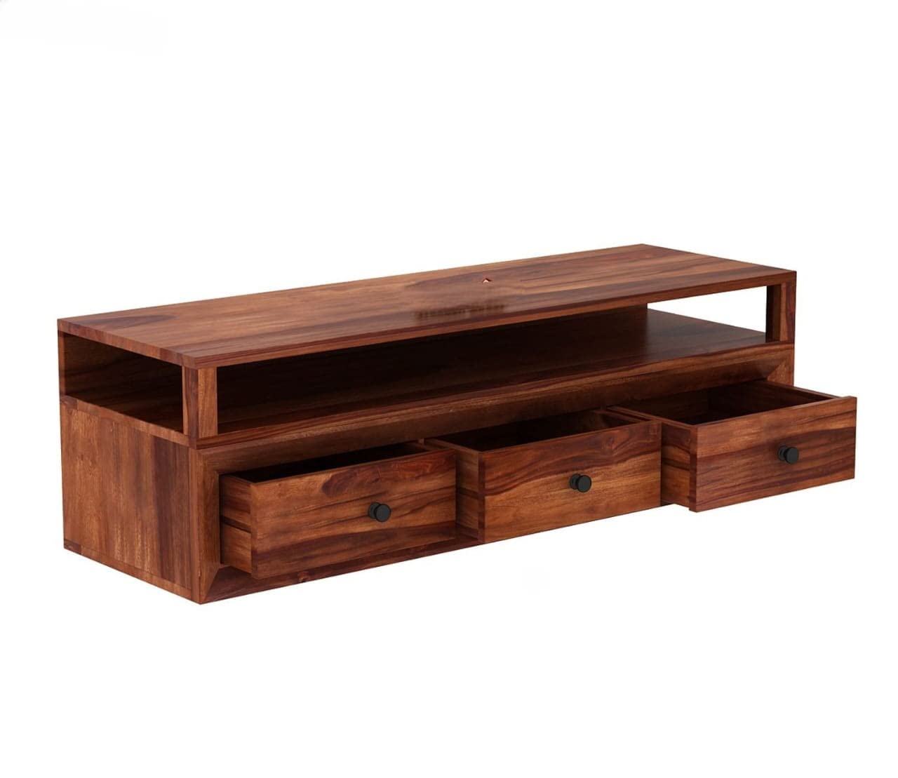 Solid Sheesham Wood TV Unit for Living Room - Natural Finish | TVC-05