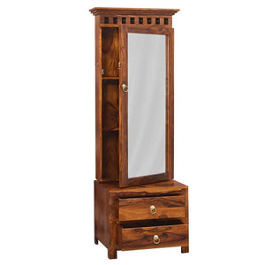 Dressing Table with Mirror and Storage - Honey Finish