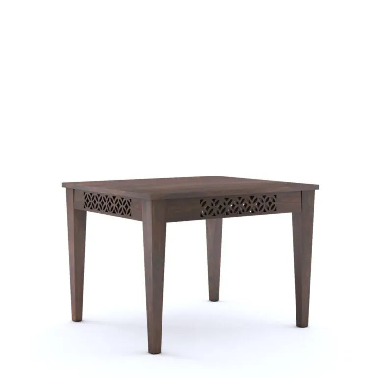 CNC Solid Sheesham Wooden Dining Table 4 Seater - Walnut