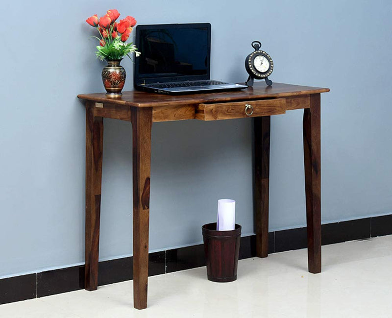 Clara Sheesham Wooden Study Table with a Drawer Storage - Natural Finish