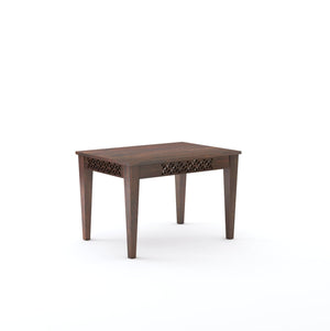 CNC Sheesham Wood Dining Table Set With Two Bench - Walnut