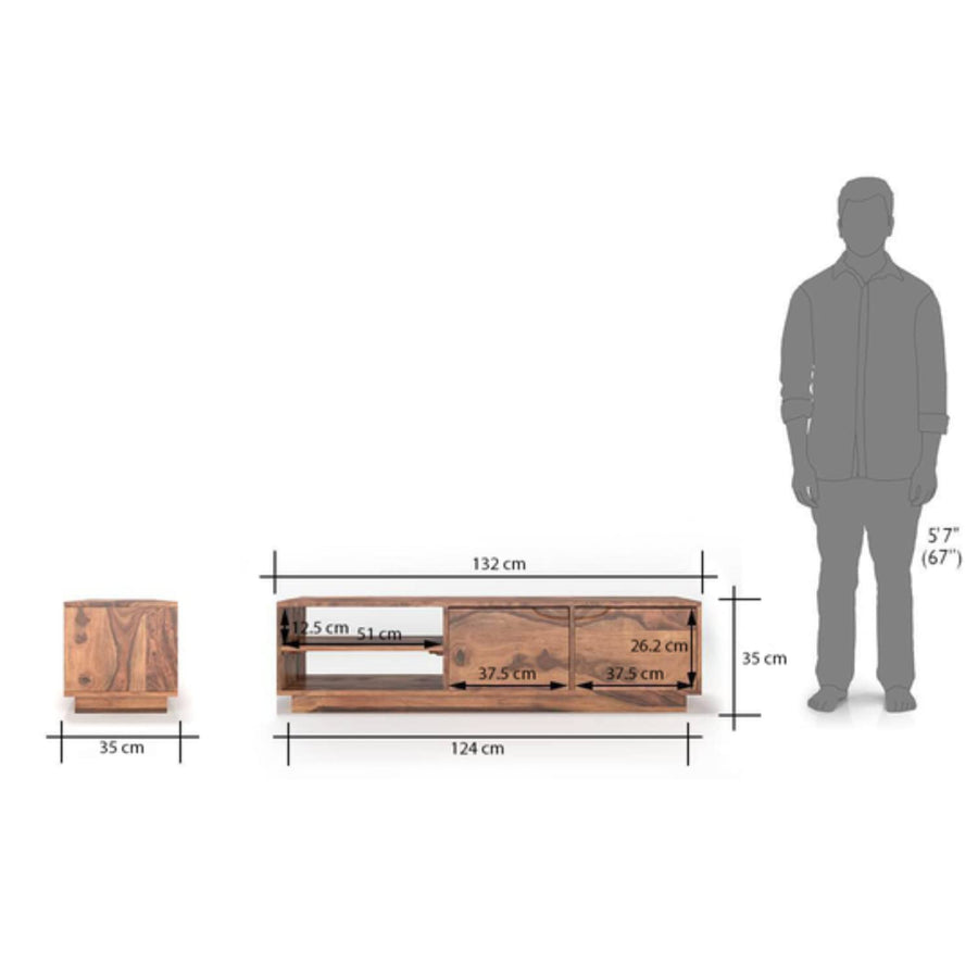 Zephyrus Solid Sheesham Wood TV Unit for Living Room