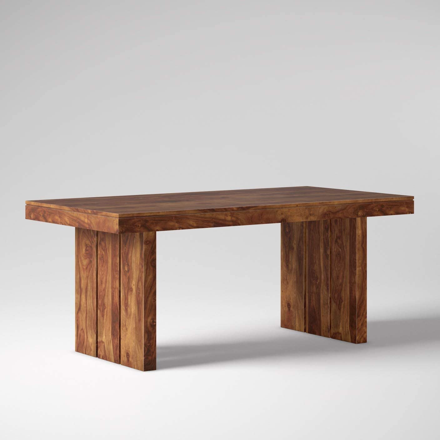 Wooden Dining Table Set 6 Seater 1 Bench with Cushion Chair Finish - Honey