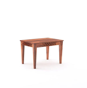 CNC Sheesham Wood Dining Table Set With Two Bench - Honey