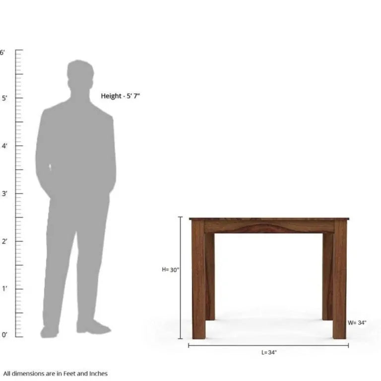 Sheesham wood 4 Seater Dining Table Set Finish - Natural Teak