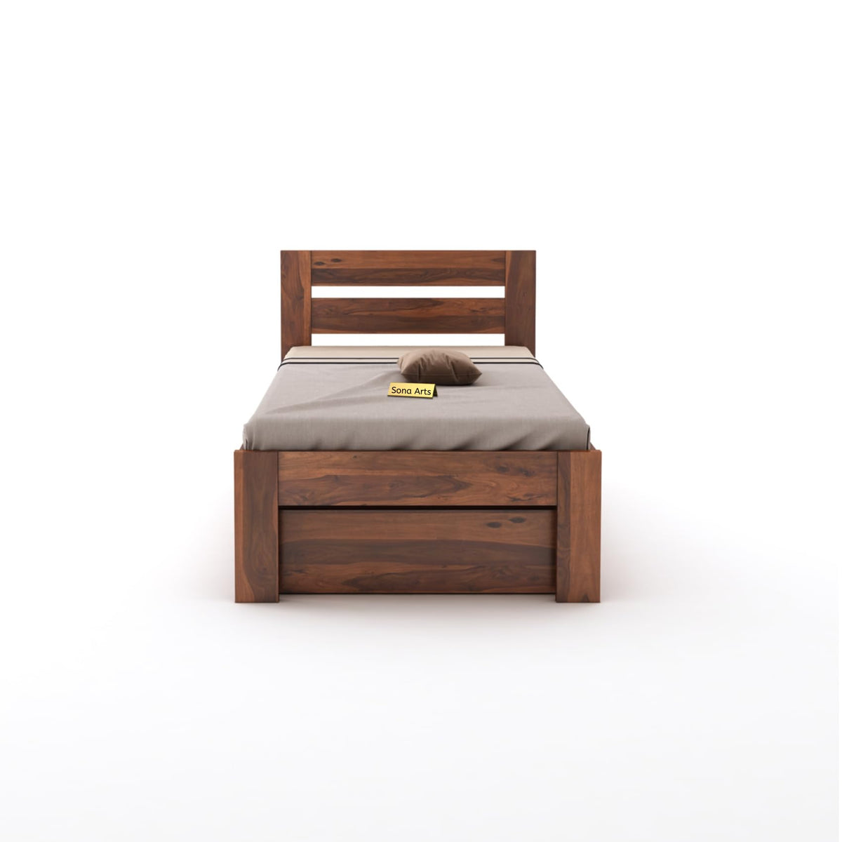 Eros Solid Sheesham Wood Single Size Trundle Bed in natural finish - styled in a kids' bedroom