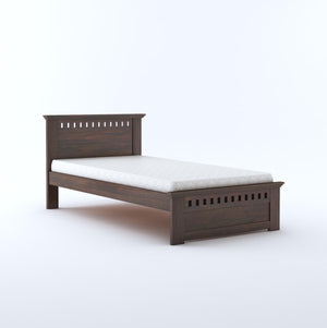 Kuber Solid Sheesham Wood Single Bed Furniture for Bedroom - Walnut Finish