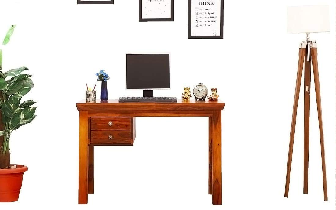 RK-ST-008 Solid Sheesham Wood Study Table - styled in a home office