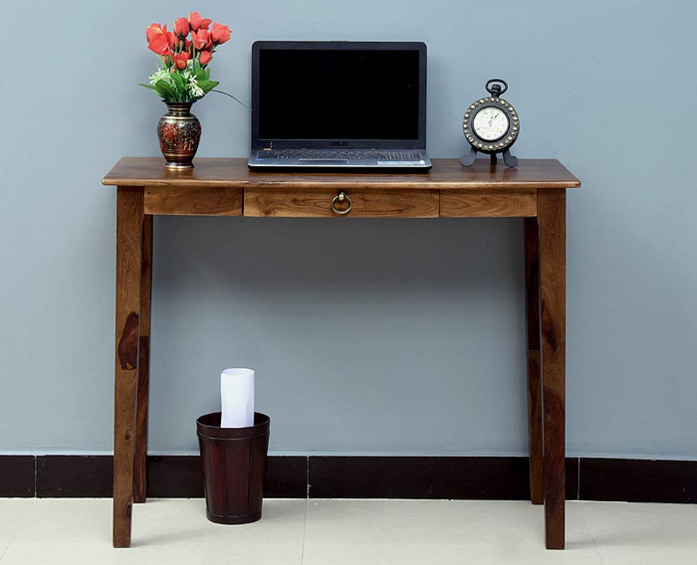 Clara Sheesham Wooden Study Table with a Drawer Storage - Natural Finish