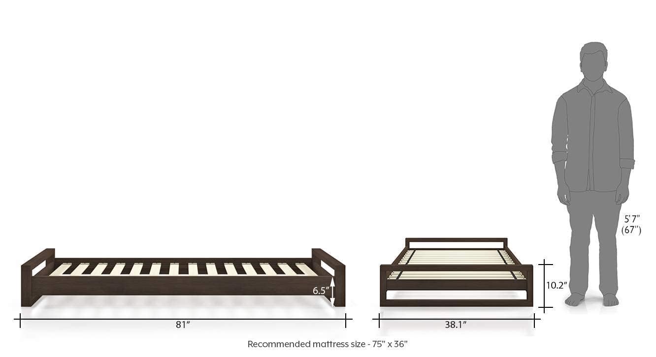 Sheesham Wood Low Height Single Bed Furniture for Bedroom Walnut Finish