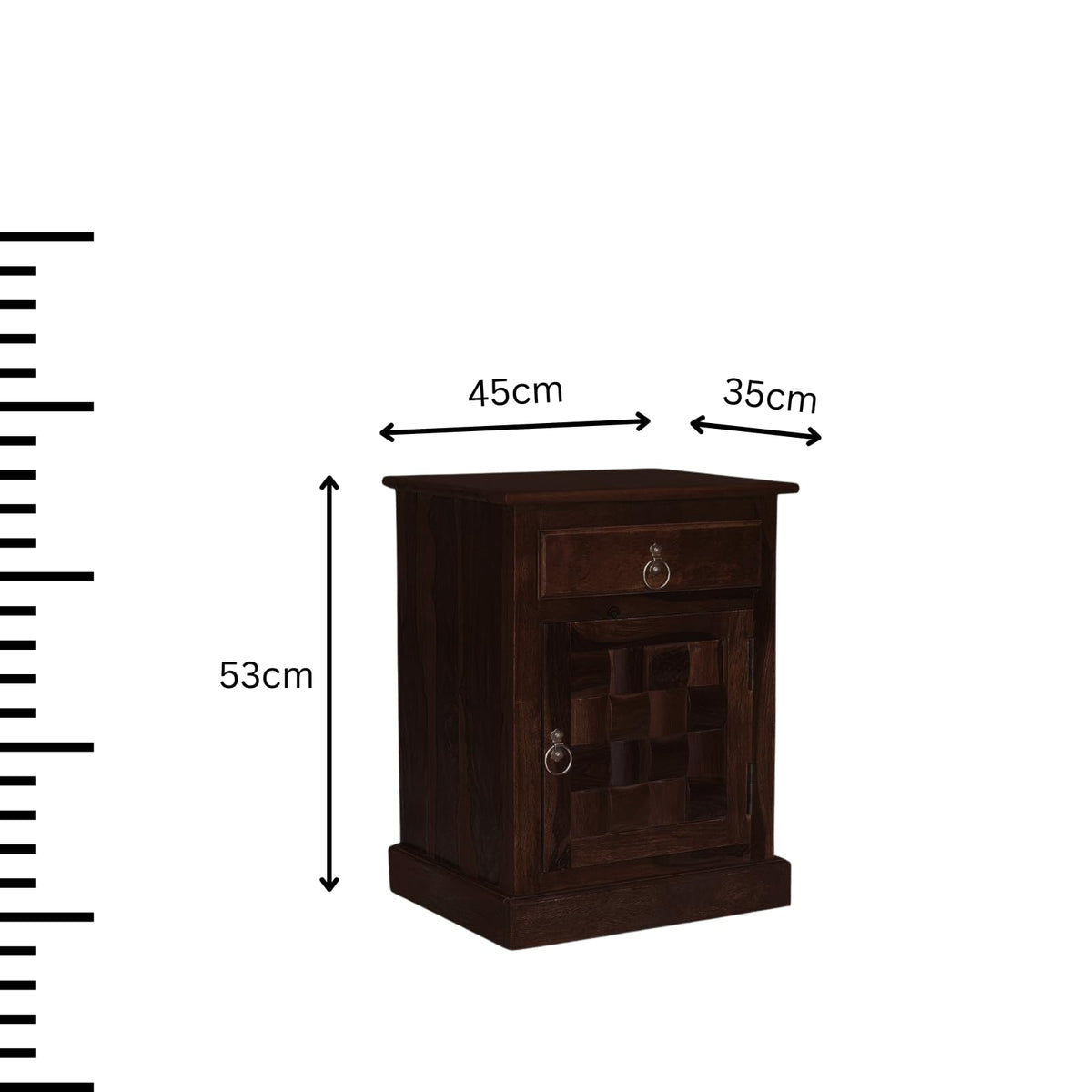 Niwar Solid Sheesham Wood King Size Bed with Box Storage in natural finish - storage space close-up