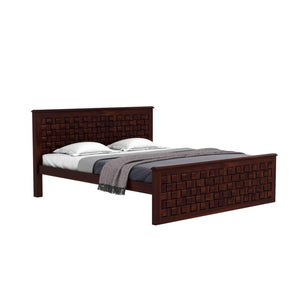 Niwar Sheesham Wood King Size Bed without Storage - Walnut Finish