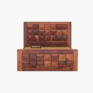 Diamond Sheesham Wood Single Bed Furniture for Bedroom Wooden Cot Single Size Palang - Natural Finish