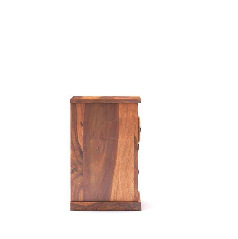 Kuber Wooden Bedside Table With Drawer Design - Natural Finish