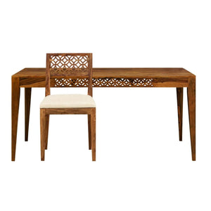 CNC Sheesham Wood 6 Seater Dining Table Set - Natural