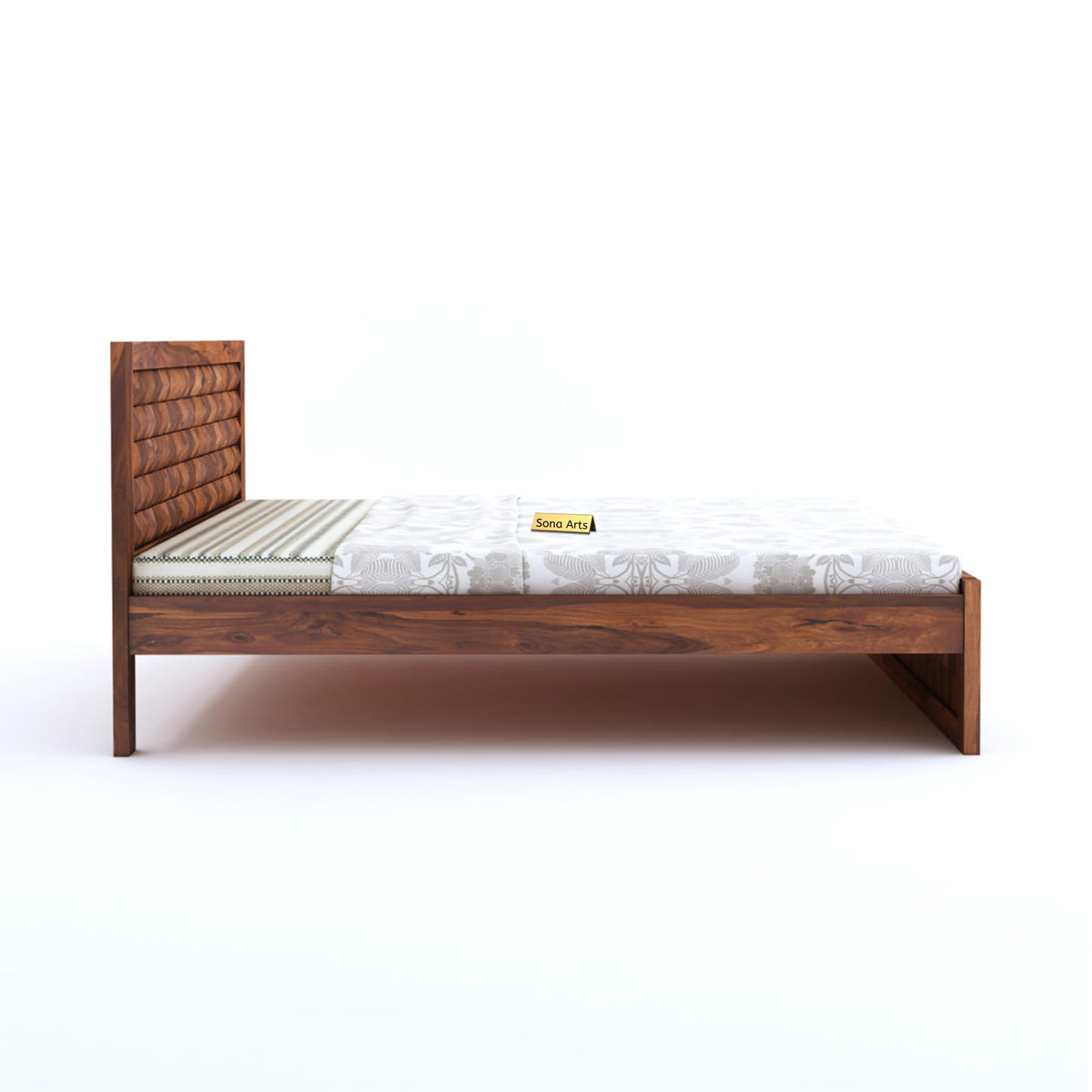 Diamond Solid Sheesham Wood Queen Size Bed without Storage in natural finish - alternate view