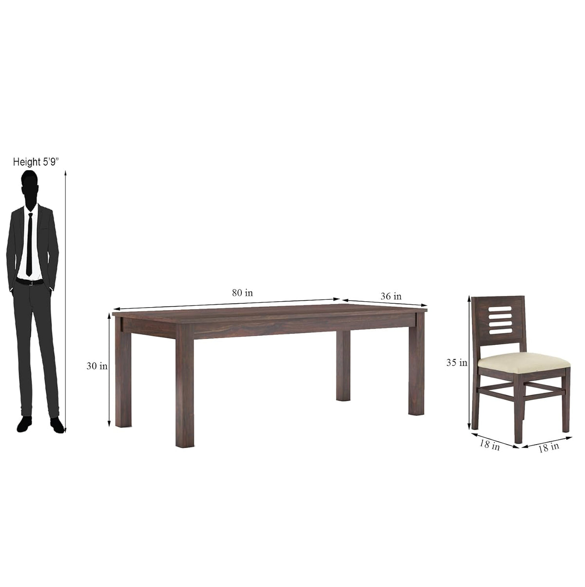 Capsule Sheesham Wood 8 Seater Dining Set - Walnut Finish