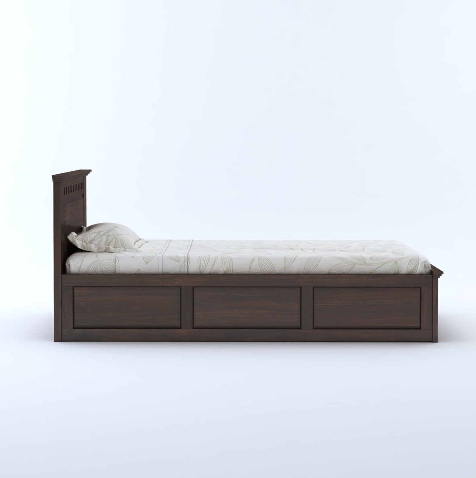 Kuber Sheesham Wood Single Bed With Box Storage Finish - Walnut