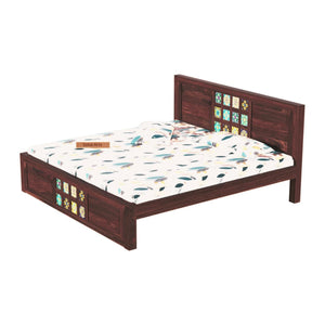 Taurus Solid Sheesham Wood Queen Size Bed without Storage - Walnut Finish