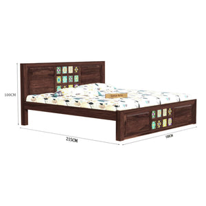 Taurus Solid Sheesham Wood King Size Bed without Storage & 2 Bedside Tables - Walnut Finish