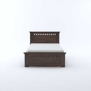 Kuber Solid Sheesham Wood Single Bed Furniture for Bedroom - Walnut Finish