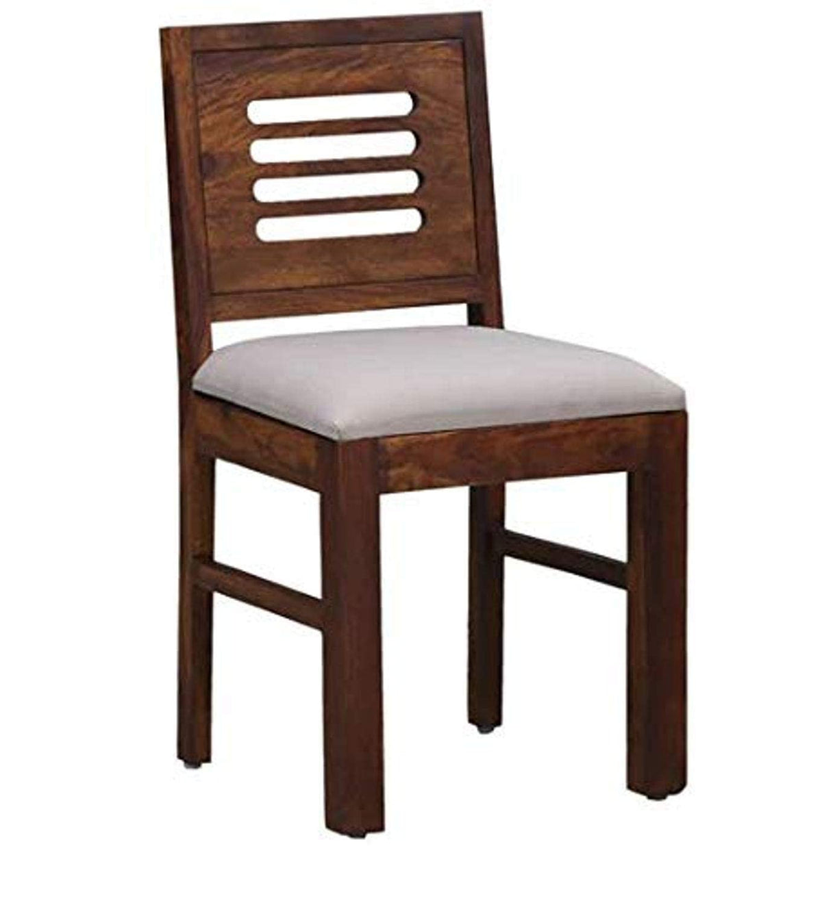 Capsule Hollow Cushion Solid Sheesham Wood 2 Seater Dining Table Set in natural finish - dining chair detail