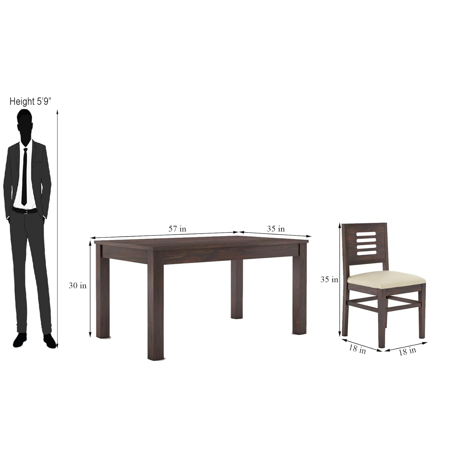 Capsule Sheesham Wood 6 Seater Dining Set With Cushion Chair - Walnut Finish