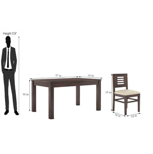 Capsule Sheesham Wood 6 Seater Dining Set With Cushion Chair - Walnut Finish