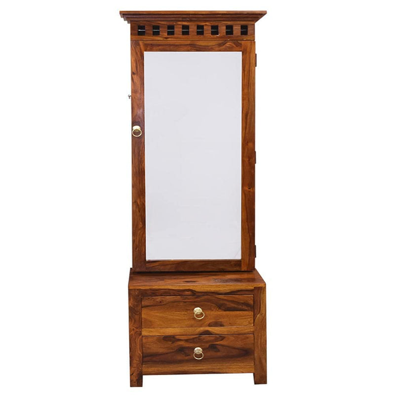 Dressing Table with Mirror and Storage - Honey Finish