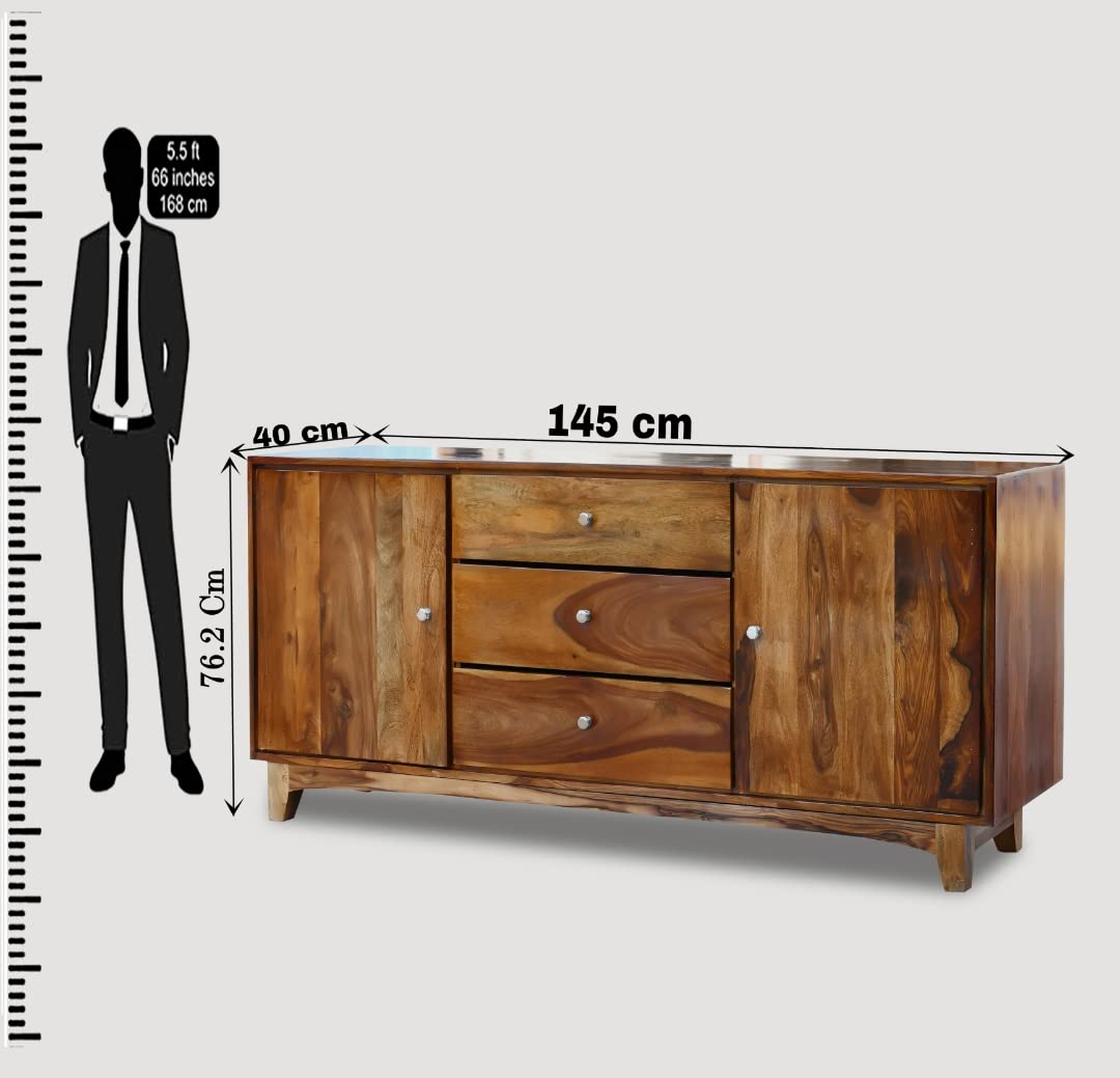Oaklyn  Wooden Stand Sideboard TV Cabinet for Living Room - Natural Finish
