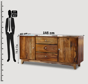Oaklyn  Wooden Stand Sideboard TV Cabinet for Living Room - Natural Finish