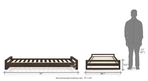 SAC-SB-05 Sheesham Wood Low Height Single Bed Furniture for Bedroom - Walnut Finish