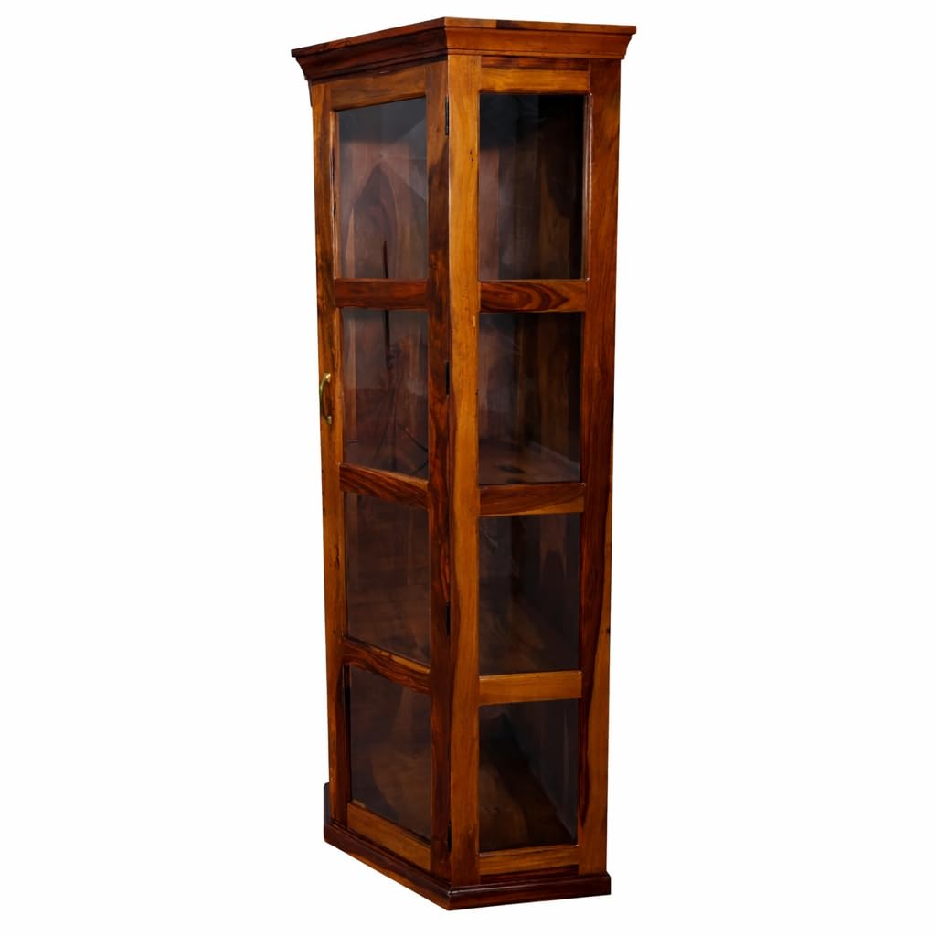 Astro Book Shelf Solid Sheesham Wood Crockery Cabinet in natural finish - close-up of the natural finish and wood grain