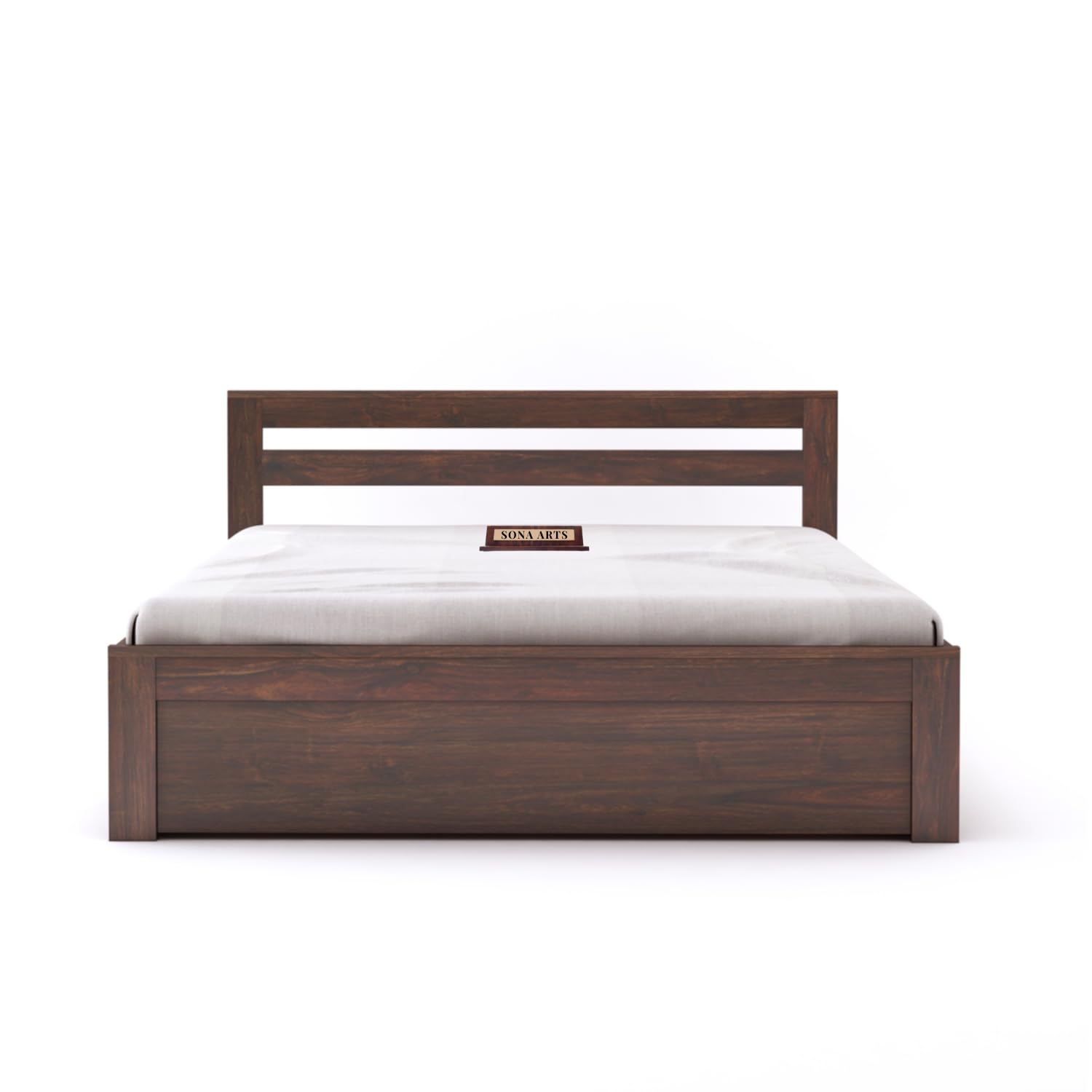 Eros Solid Sheesham Wood King Size Bed with Box Storage - Walnut Finish