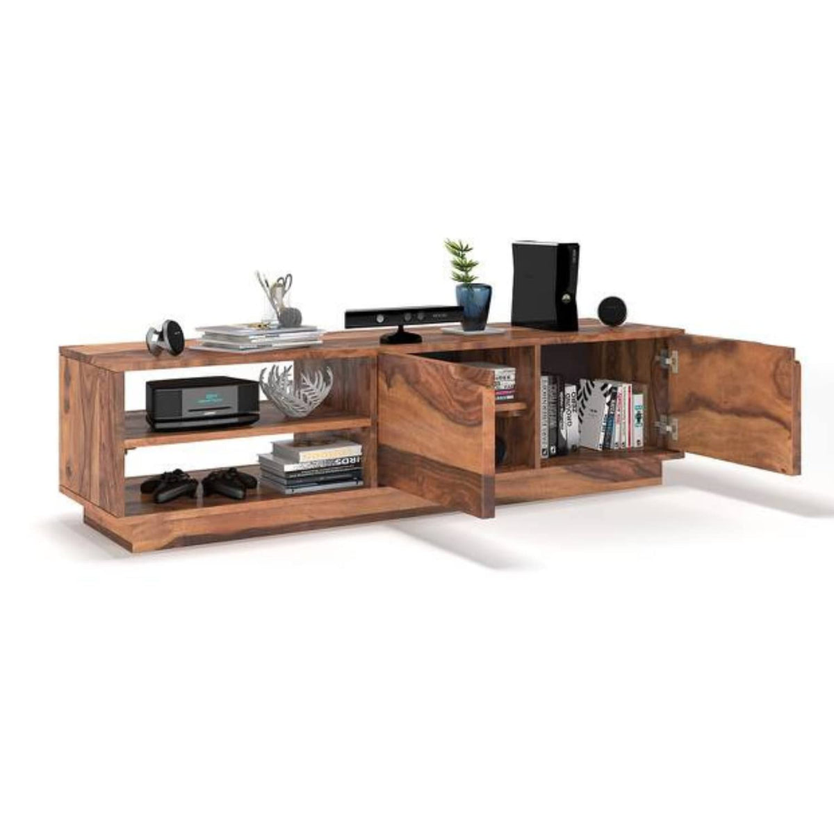 Zephyrus Solid Sheesham Wood TV Unit for Living Room - corner angle view