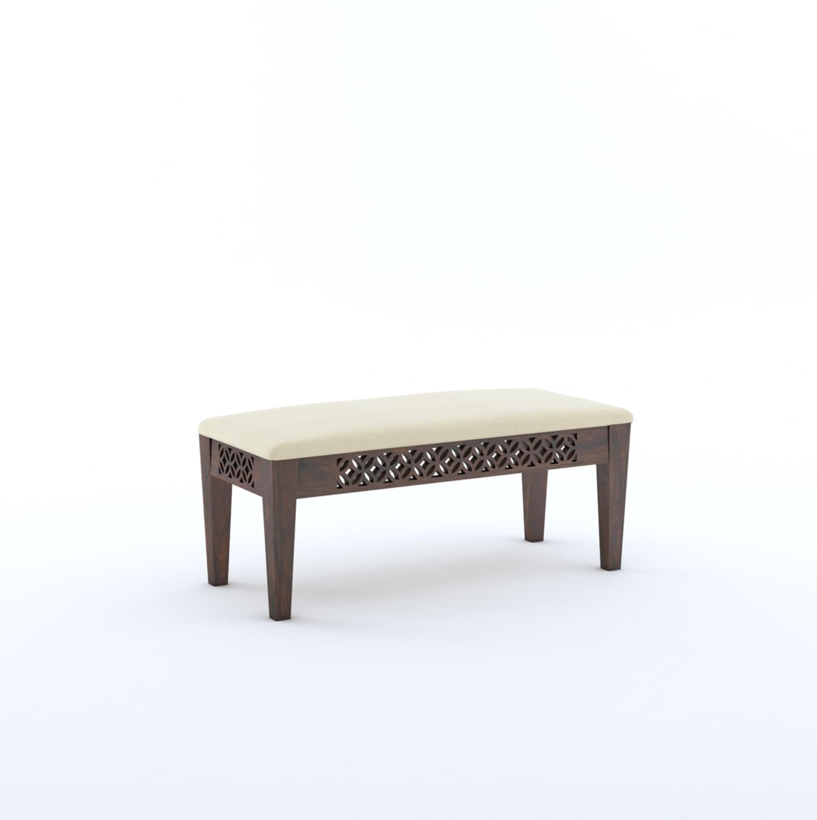 CNC Wooden Dining Table 6 Seater Dining Table Set with 4 Chairs & 1 Bench Walnut Finish