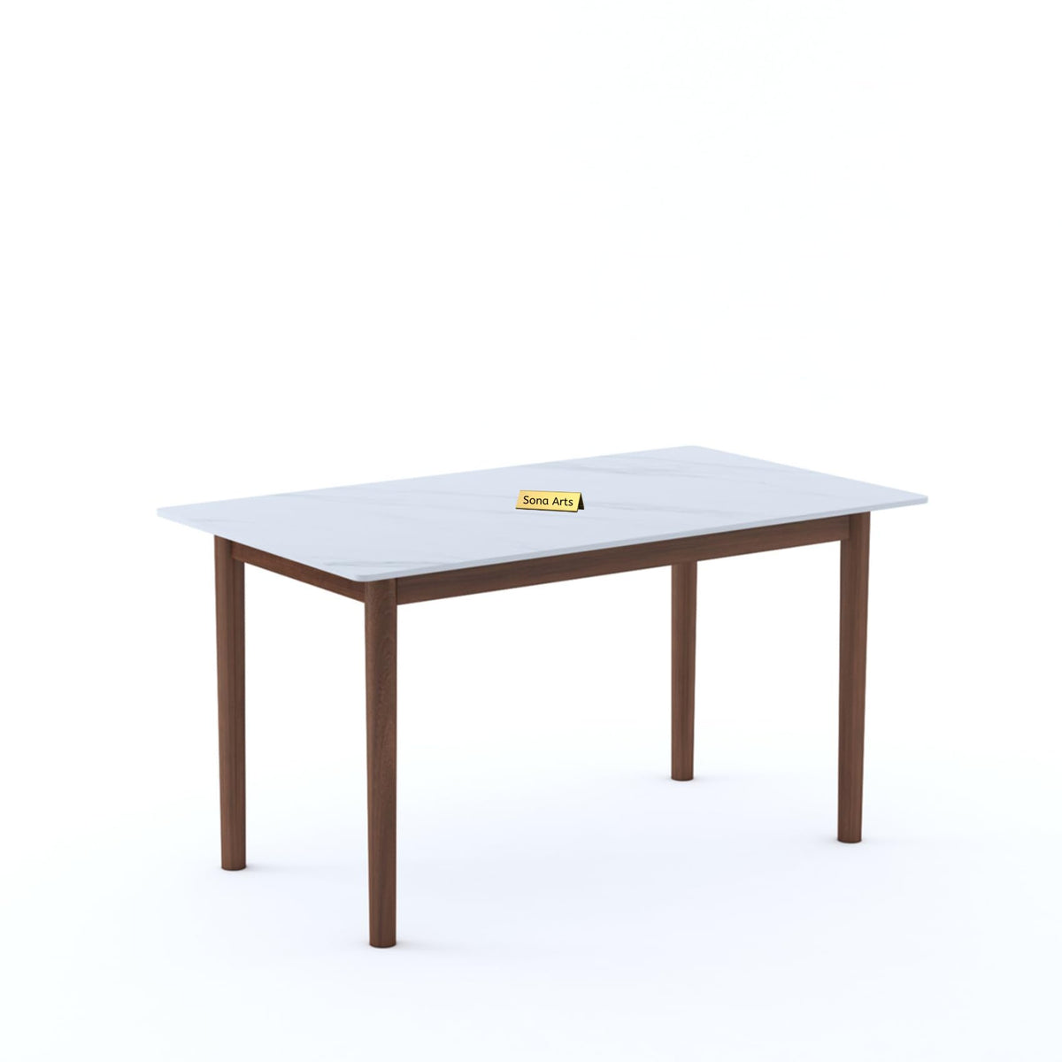 Marble Solid White Solid Sheesham Wood 6 Seater Dining Table Set - styled in a dining room