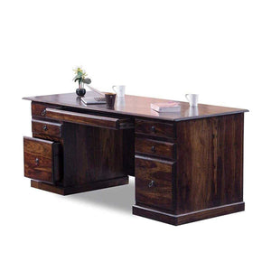 Solid Sheesham Wooden Office Table With 6 Drawer Walnut FInish