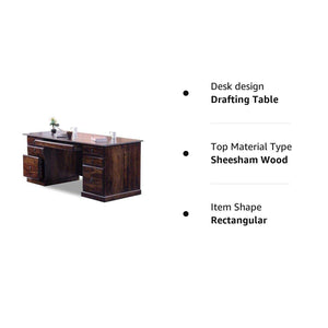 Solid Sheesham Wooden Office Table With 6 Drawer Walnut FInish