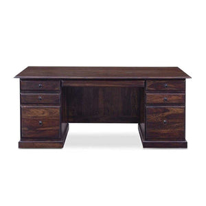 Solid Sheesham Wooden Office Table With 6 Drawer Walnut FInish