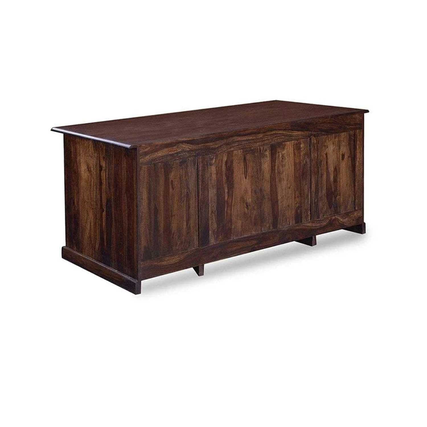 Solid Sheesham Wooden Office Table With 6 Drawer Walnut FInish