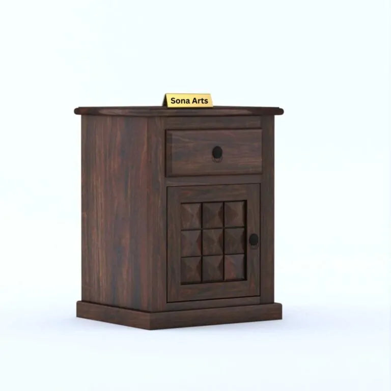 Diamond Sheesham Wood Bed and Sofa Side Table - Walnut