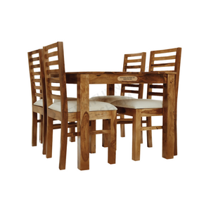 Solid Sheesham Wood 4 Seater Dining Table Set Finish - Natural