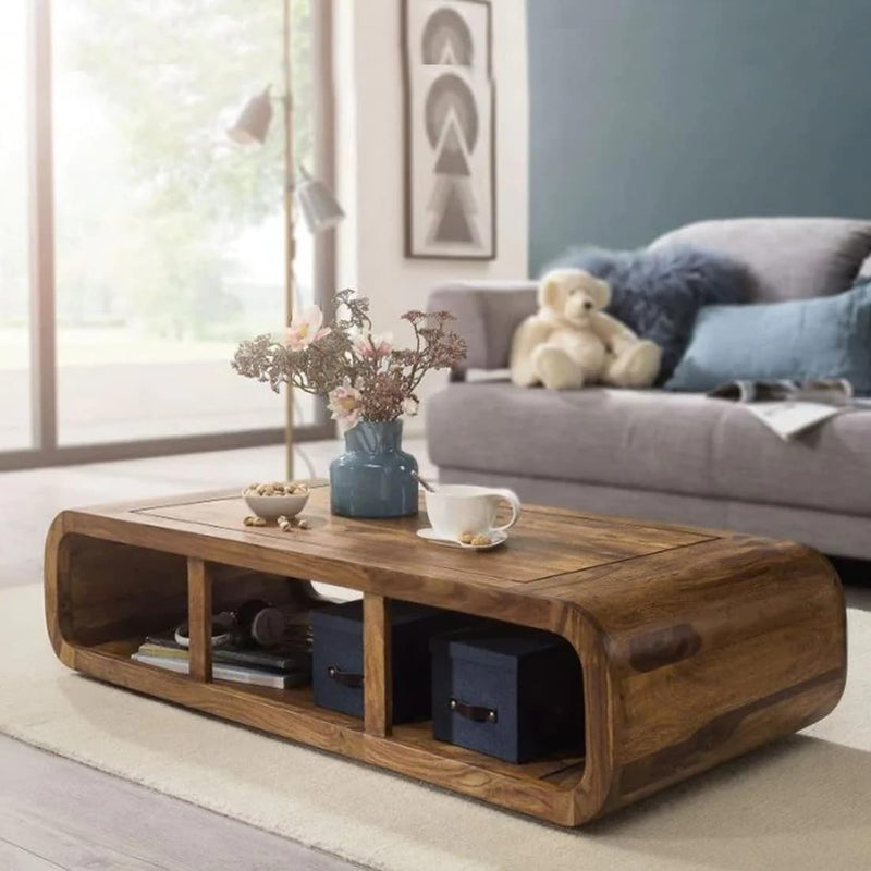 CCT Solid Sheesham Wood Coffee Table - Natural Finish