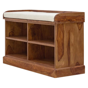 Sheesham Wooden Shoe Rack for Home with Storage and Cushion Seating Drawer | Multipurpose Cabinets for Living Room Home | Natural Wood Finish