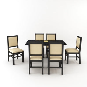 Marble Metal Black Solid Sheesham Wood 6 Seater Dining Table Set