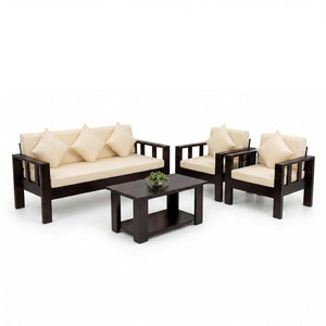 Natraj 5 Seater With Coffee Table Solid Sheesham Wood Sofa Set for Living Room - Walnut Finish